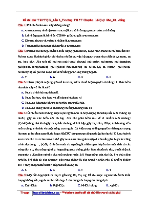 Đề thi thử THPT Quốc gia môn Hóa học lần 2 năm 2017 - Trường THPT chuyên Lê Quý Đôn (Có đáp án)